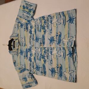 Tropical Blue and Green Hawaiian Shirt, Pre-owned